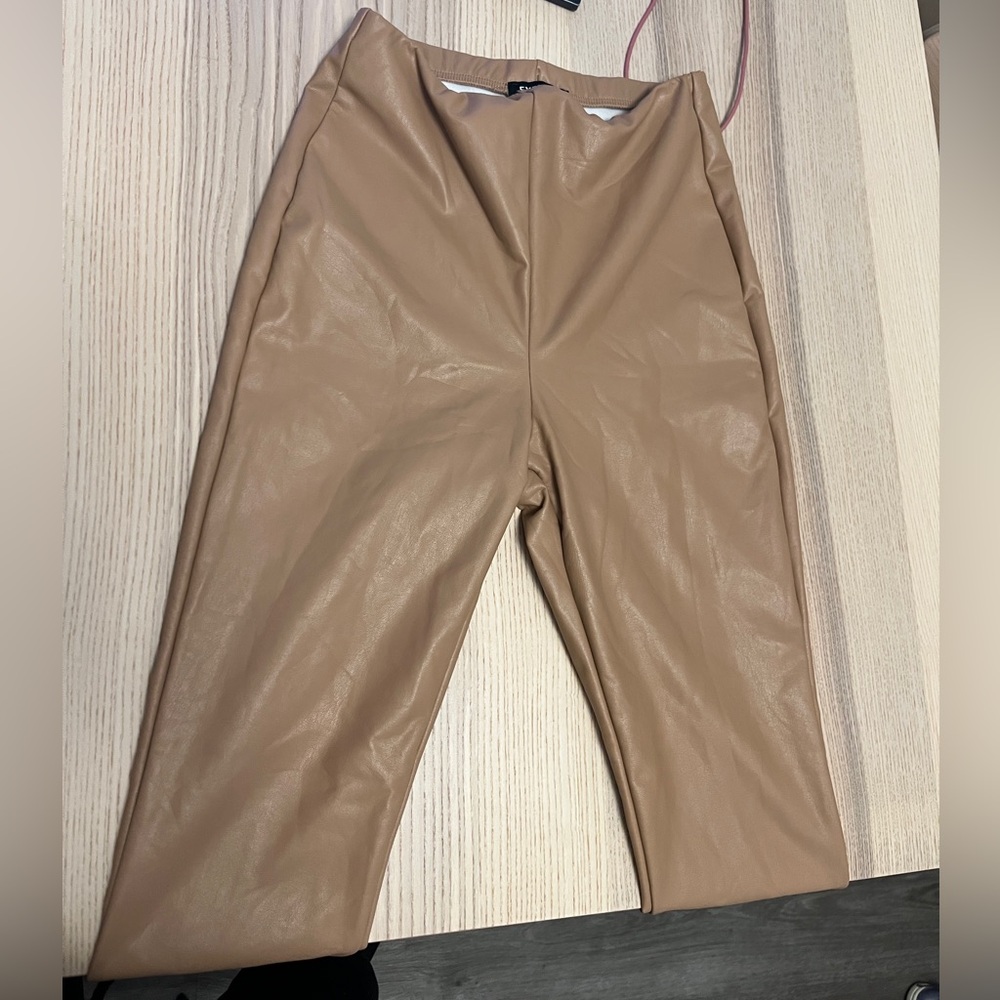 Express - Tan/Beige Faux Leather Leggings - Size X-Small